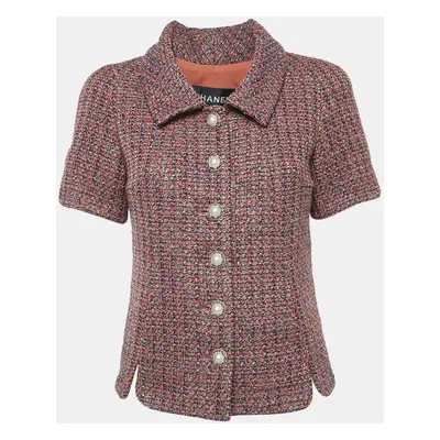 Chanel Pink Tweed Short Sleeve Jacket