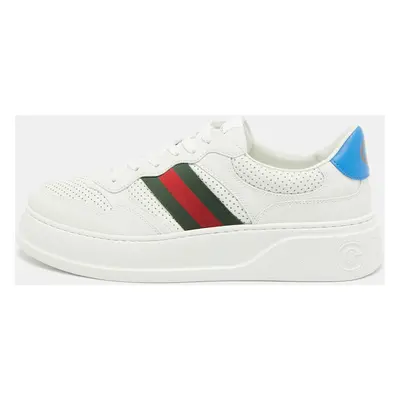 Gucci White Leather Web Chunky Lace Up Sneakers Size