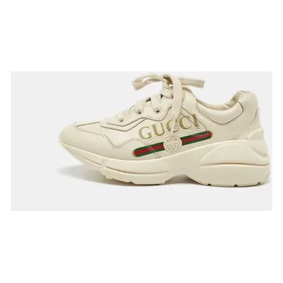 Gucci Cream Leather Kids Rhyton Trainer Sneakers Size