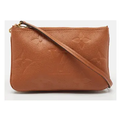 Louis Vuitton Caramel Monogram Giant Empreinte Leather Double Zip Pochette