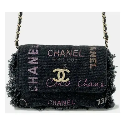 Chanel Matelasse Denim Chain shoulder Bag Black/Multicolor Denim Size Mini