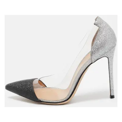 Gianvito Rossi Black/Silver Glitter and PVC Plexi Pumps Size