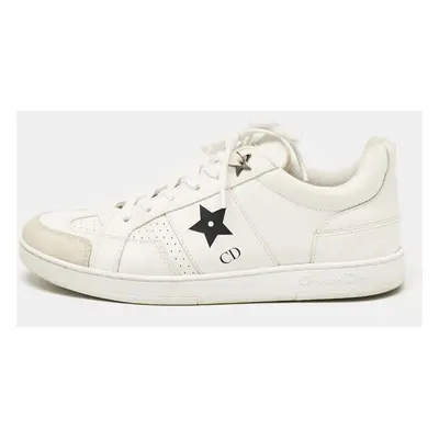 Dior White Suede and Leather Star Lace Up Sneakers Size