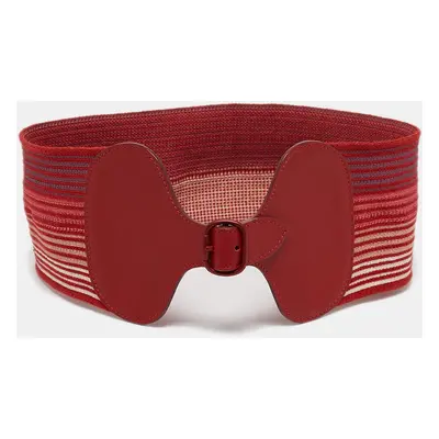 Missoni Red Elastic Band and Leather Stripe Waist Belt