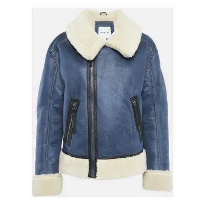 Munthe Blue Shearling and Leather Tishia Jacket