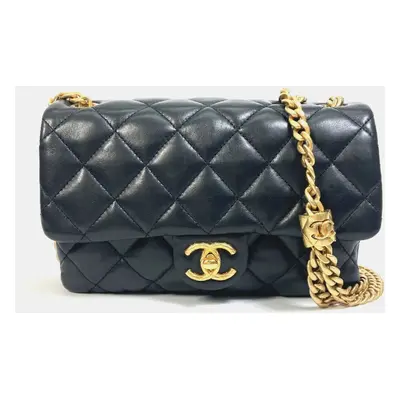 Chanel Black Lambskin CC Coco Mark Matelasse Chain Bag