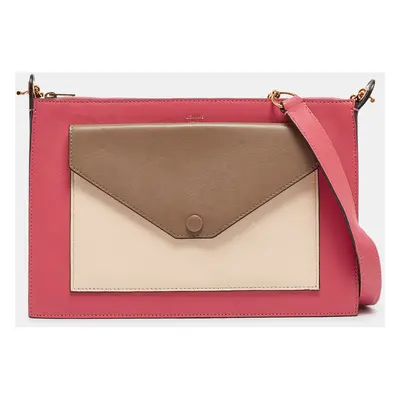 Celine Tricolor Leather Pocket Envelope Shoulder Bag