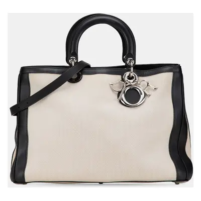 Dior Beige Black Large Canvas Diorissimo Satchel