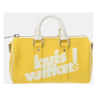 Louis Vuitton Yellow/White Leather Everyday LV Keepall Shoulder Bag