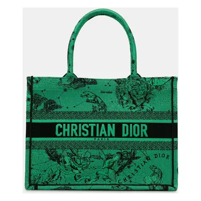 Dior Green Embroidered Canvas Medium Book Tote Bag