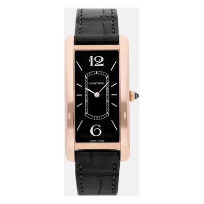 Cartier Black 18k Rose Gold Tank Cintree WGTA0025 Manual Winding Men's Wristwatch mm