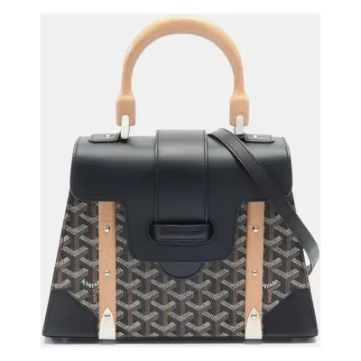 Goyard Black Goyardine Coated Canvas Leather Saigon PM Handbag