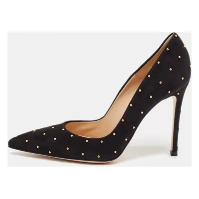 Gianvito Rossi Black Studded Suede Pointed-Toe Pumps Size