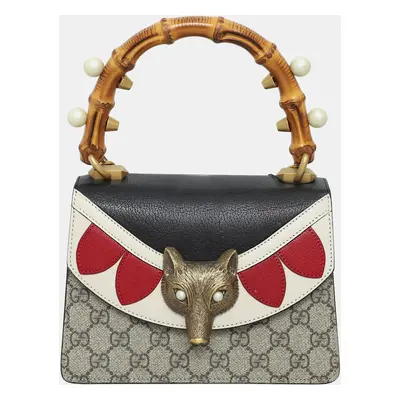 Gucci GG Supreme Coated Canvas Broche Small Bamboo Top Handle Bag