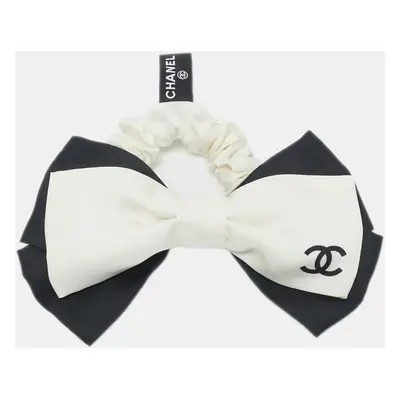 Chanel Black Silk Bow Scrunchie