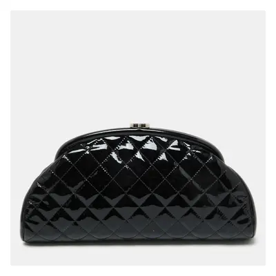 Chanel Black Quilted Patent Leather Timeless Clutch