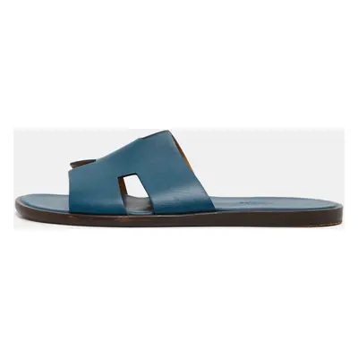 Hermes Blue Leather Izmir Flat Sandals Size