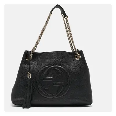 Gucci Black Leather Soho Chain Tote