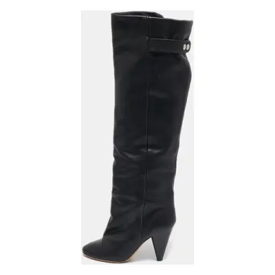 Isabel Marant Black Leather Knee Length Boots Size