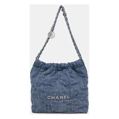 Chanel Blue Washed Denim Size Small Chain Shoulder Bag