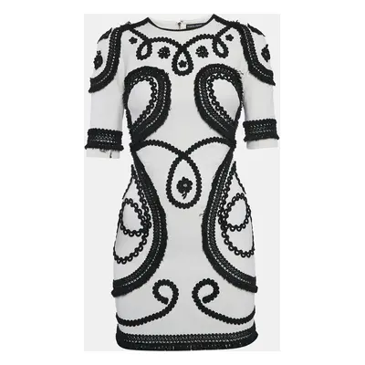 Dolce & Gabbana White Embroidered Crepe Mini Dress