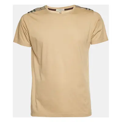 Burberry Beige Novacheck Shoulder Patch Detail T-Shirt