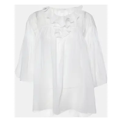 Chloe Off-White Cotton Pleated Loose Fit Top