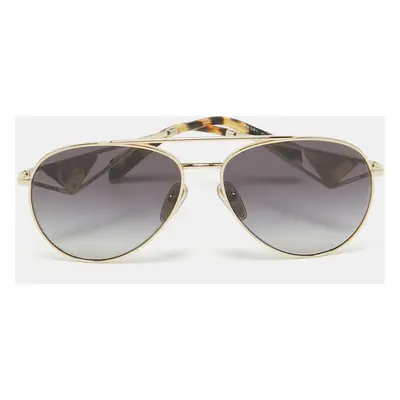 Prada Black/Gold SPR 73Z Triangle Logo Aviator Sunglasses