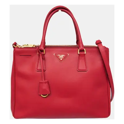 Prada Red Saffiano Leather Galleria Tote Bag