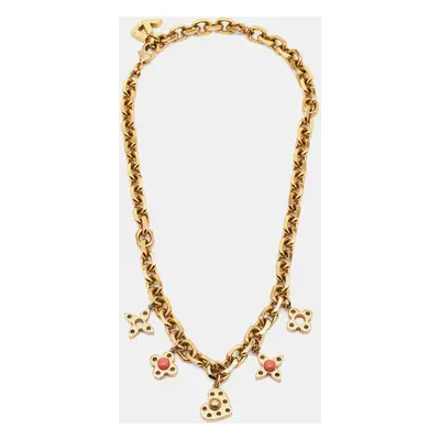 Louis Vuitton Hide and Seek Resin Gold Tone Necklace