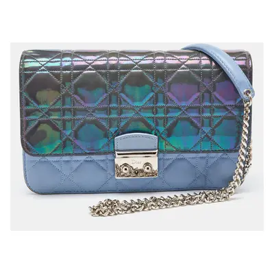 Dior Metallic/Sky Blue Cannage Leather Miss Dior Promenade Chain Bag