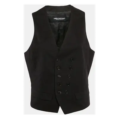 Neil Barrett Black Cotton Blend Single Breasted Button Detail Vest