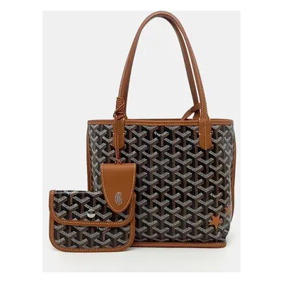 Goyard Black Brown PVC Macage Mini Anjou Bag