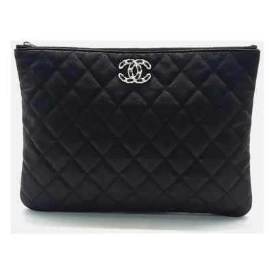 Chanel Black Leather New Medium Clutch