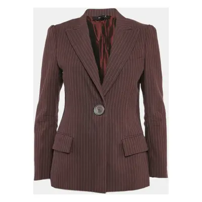 Marc Jacobs Burgundy Stripe Cotton Blend Single Breasted Blazer