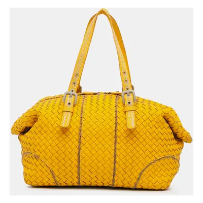 Bottega Veneta Yellow Intrecciato Vivo Cervo Satchel