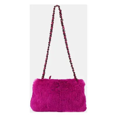 Chanel Purple Fur Chain Shoulder Bag