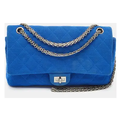 Chanel Blue Quilted Jersey Reissue 2.55 Classic Flap Bag