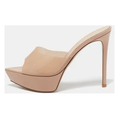 Gianvito Rossi Beige PVC Alise Platform Mules Size 38.5