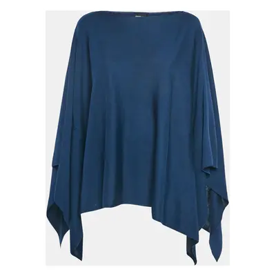 Giorgio Armani Navy Blue Stretch Knit Poncho