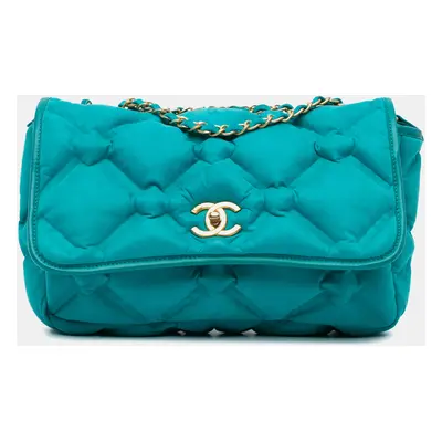 Chanel Blue Small Iridescent Calfskin Chesterfield Flap Bag