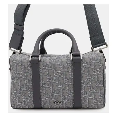 Dior Gray Jacquard Calf Leather Travel Shoulder Bag