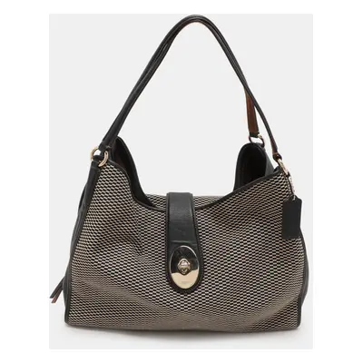 Coach Black/Beige Canvas And Leather Carlyle Shoulder Bag