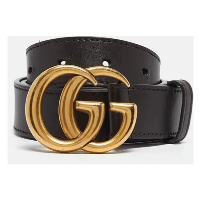 Gucci Dark Brown Leather GG Marmont Belt 85CM