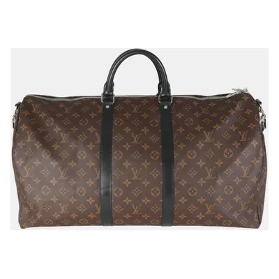 Louis Vuitton Monogram Macassar Canvas Keepall Bandouliere Bag