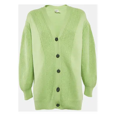 Hermes Green Cashmere Blend Button Front Cardigan