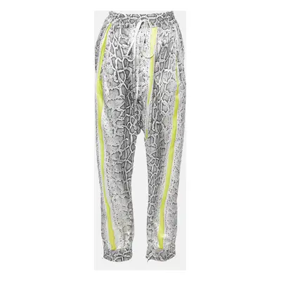 Robert Cavalli Grey Snake Print Silk Blend Loose Pants