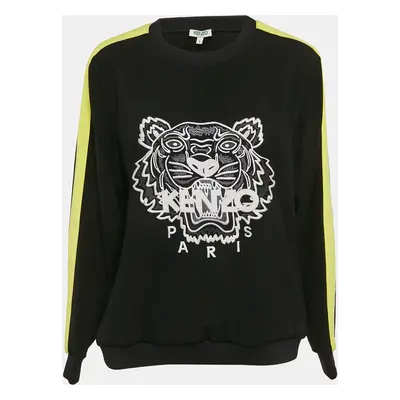 Kenzo Black Tiger Embroidered Crepe Crew Neck Jumper