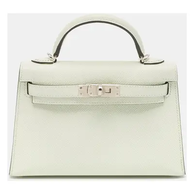 Hermès Vert Fizz Epsom Leather Palladium Finish Mini Kelly II Sellier Bag