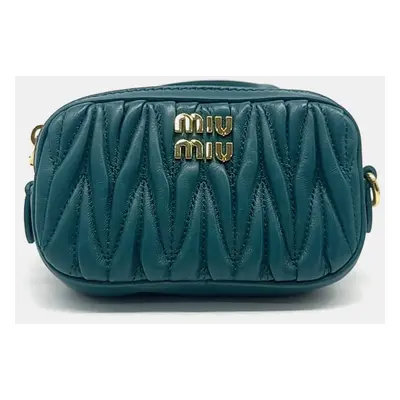 Miu Miu Blue Leather Matrace Belt Bag